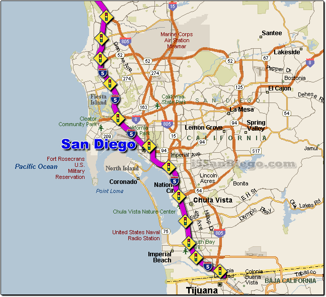 i5 San Diego Road Route Map