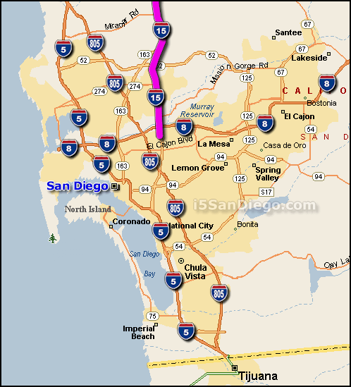 i-15 San Diego Map