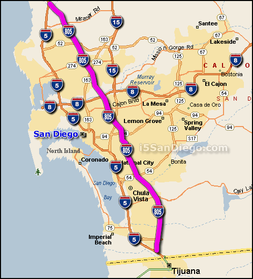 i-805 San Diego Map